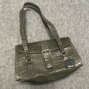 Liz Claiborne Alligator Print Shoulder Bag Olive Green Color